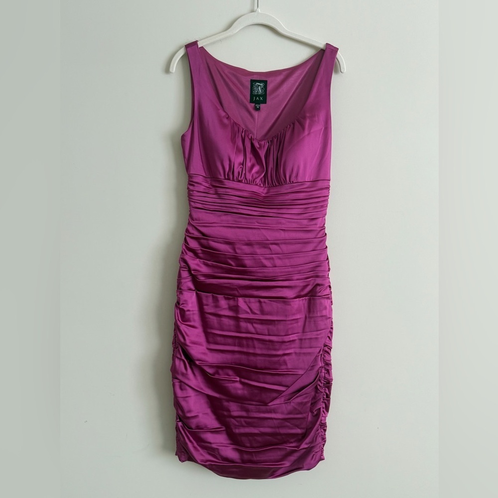 JAX Cocktail Dress Fuchsia Ruched Womens Size 10